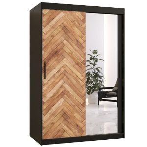 Obrazek Szafa Herringbone 2 120 Czarny/Lustro/Jodełka