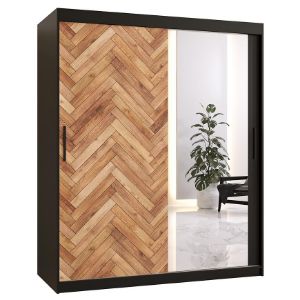 Obrazek Szafa Herringbone 2 150 Czarny/Lustro/Jodełka