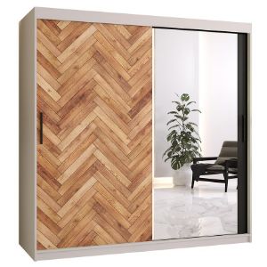 Obrazek Szafa Herringbone 2 180 Biały/Lustro/Jodełka