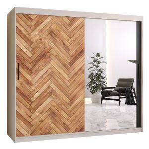 Obrazek Szafa Herringbone 2 200 Biały/Lustro/Jodełka