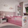 Obrazek Łóżko dziecięce z materacem i szufladą Babydreams Różowe 80x160 Zoo