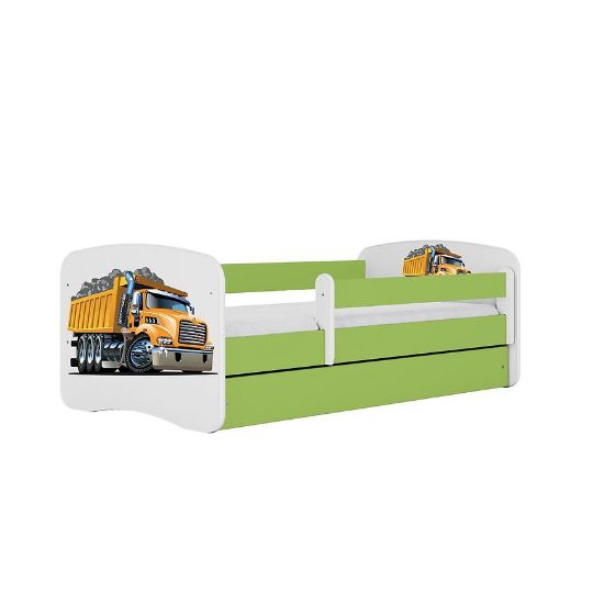 Obrazek Łóżko dziecięce z materacem i szufladą Babydreams Zielone 80x160 Ciężarówka